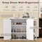 Wooden Shoe Cabinet Entryway Storage Organizer with Adjustable Shelves Double Door Shoe Rack